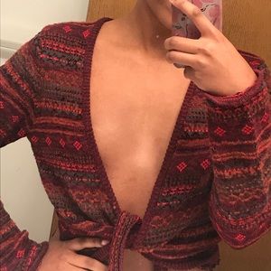 Multicolor bottom tied cardigan